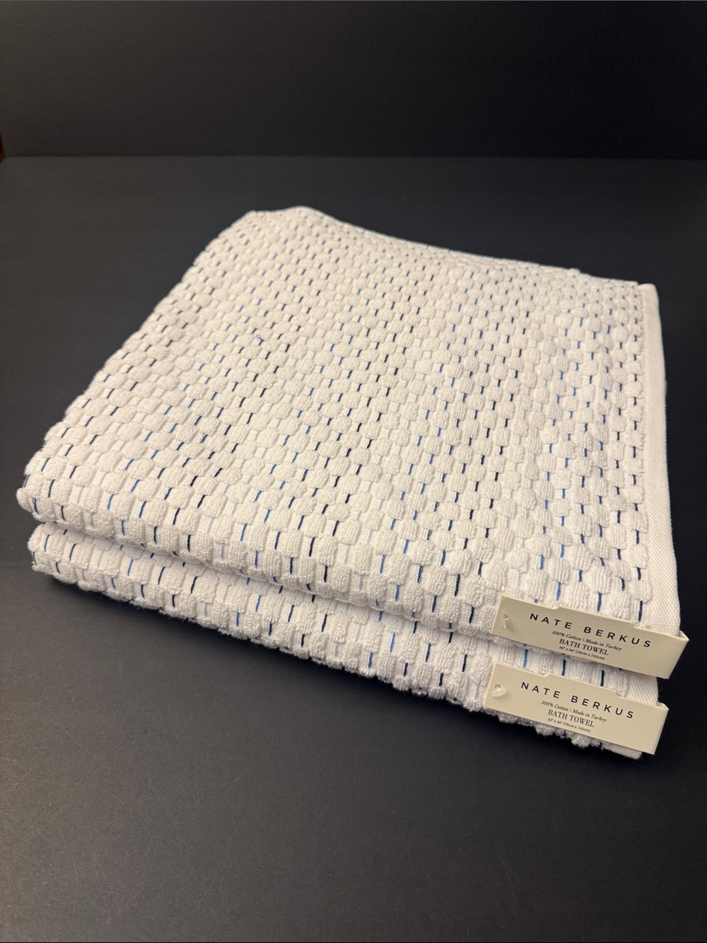 6pc NATE BERKUS 100% Cotton Plaid Bath Towel Set - Made in Turkey - Picture 11 of 12